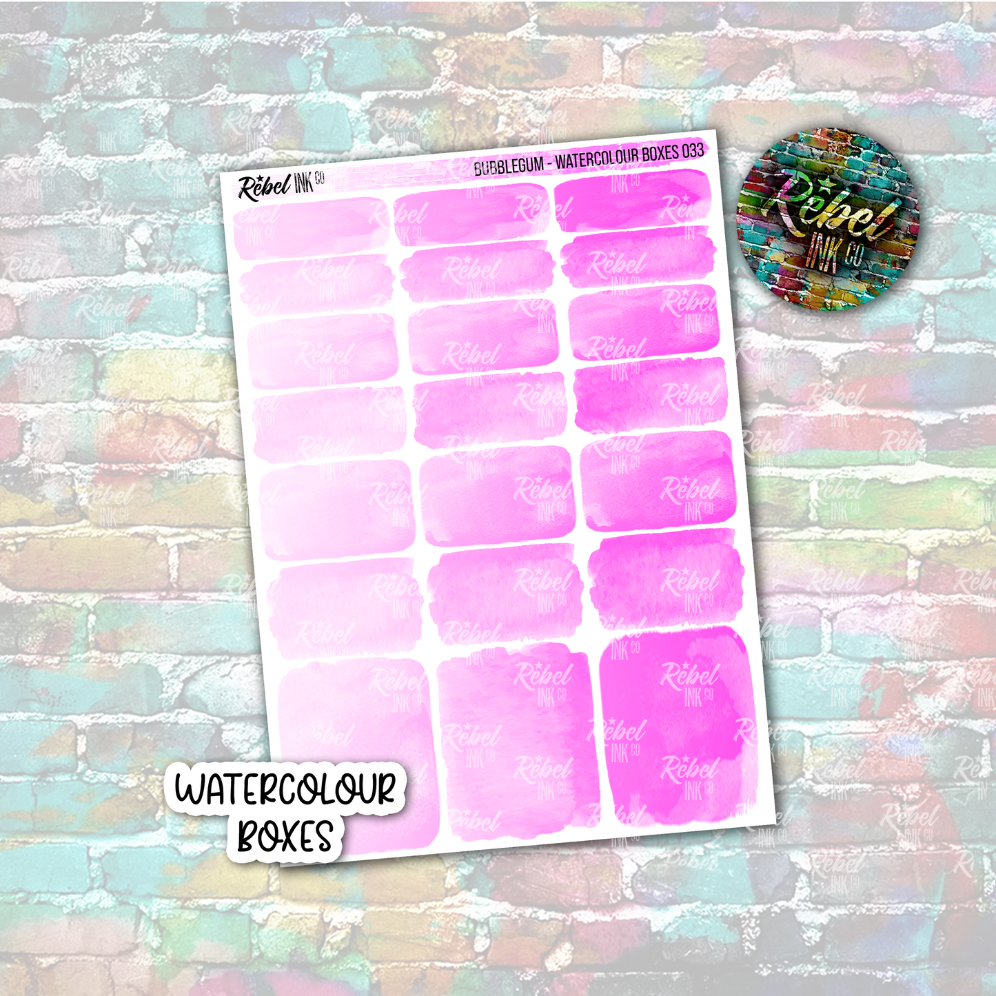 Bubblegum - Watercolour Boxes Standard Vertical