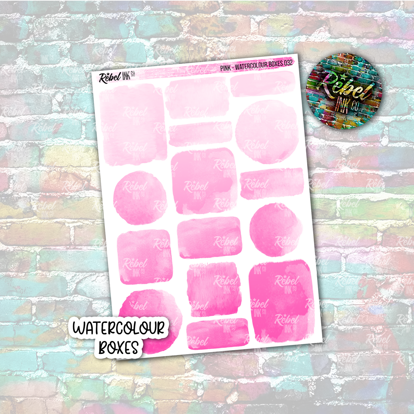 Pink - Watercolour Boxes Multi