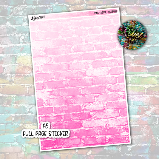 Pink - A5 Full Page Sticker