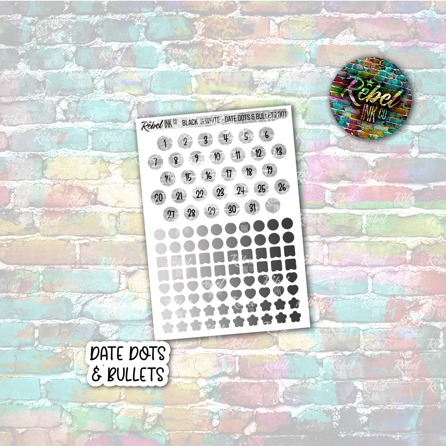 Black & White - Date Dots & Bullets