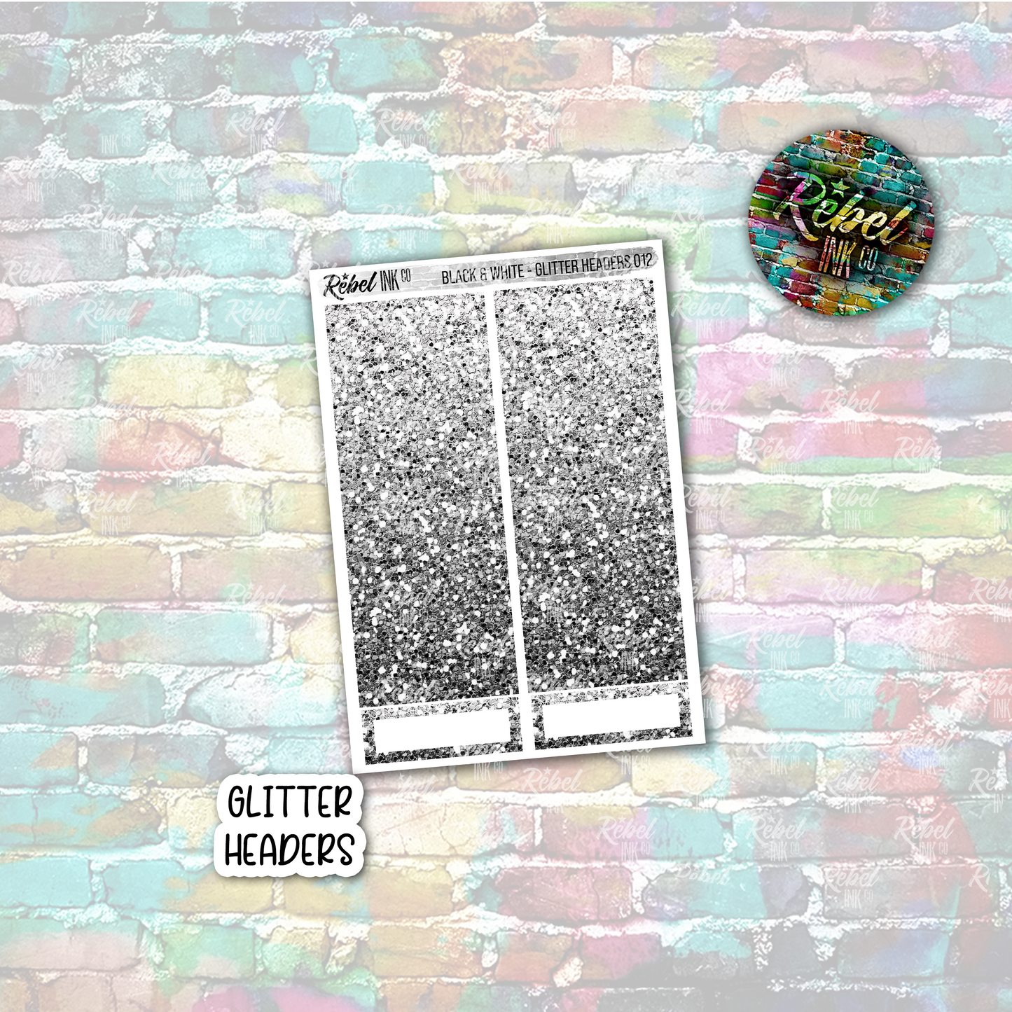 Black & White - Glitter Headers