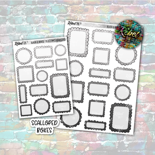 Black & White - Scalloped Boxes Multi
