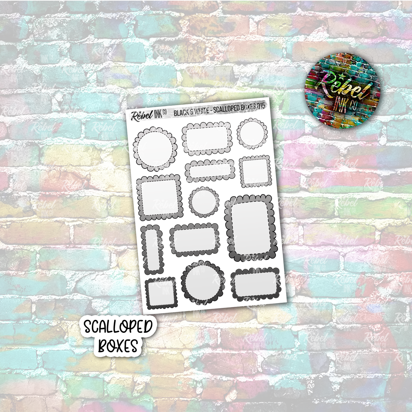 Black & White - Scalloped Boxes Multi