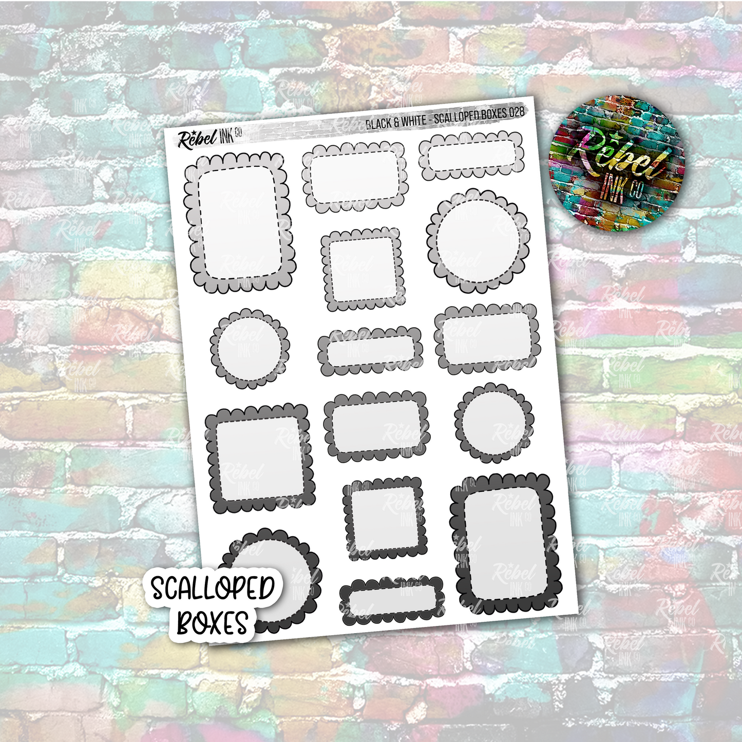 Black & White - Scalloped Boxes Multi