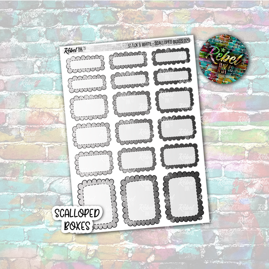 Black & White - Scalloped Boxes Standard Vertical