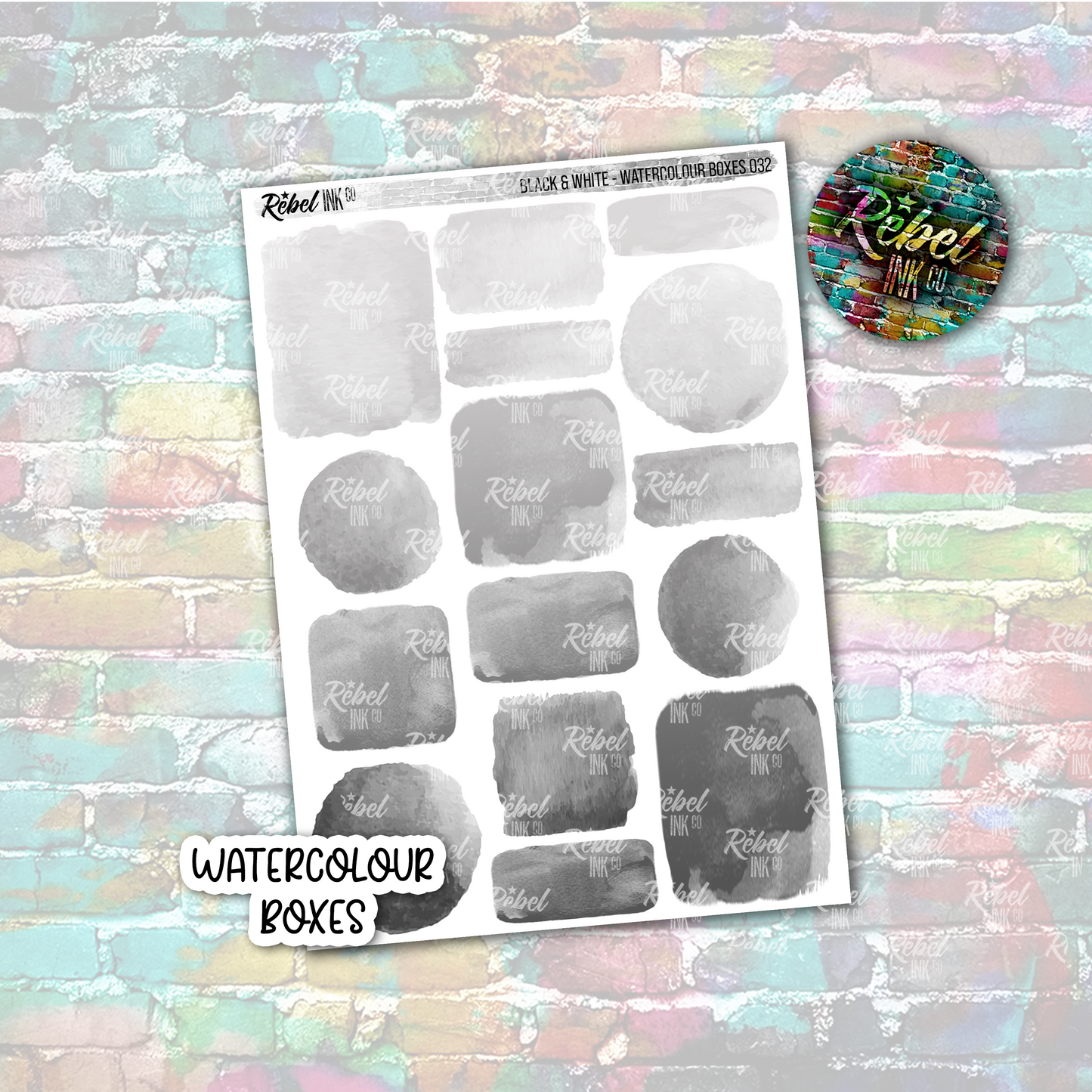 Black & White - Watercolour Boxes Multi