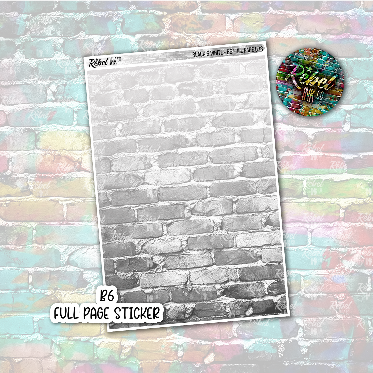 Black & White - B6 Full Page Sticker