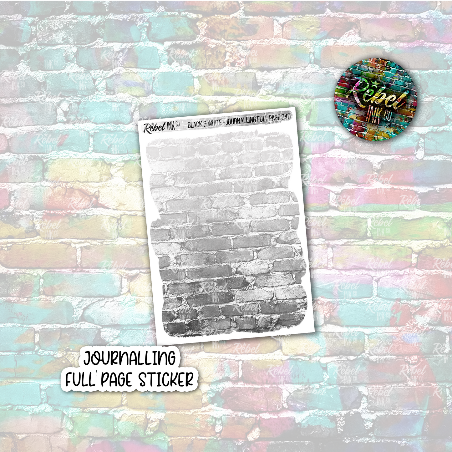 Black & White - Journalling Full Page Sticker