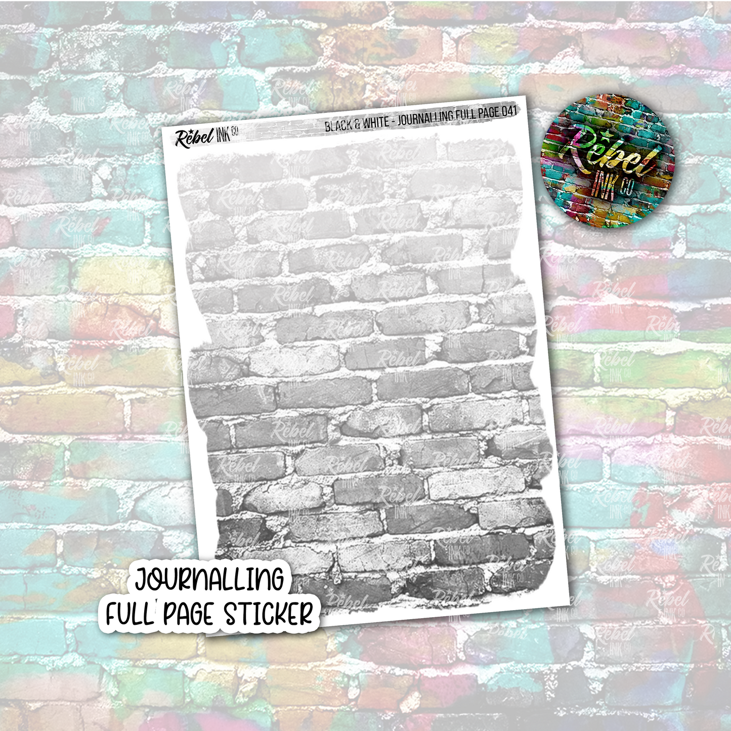 Black & White - Journalling Full Page Sticker