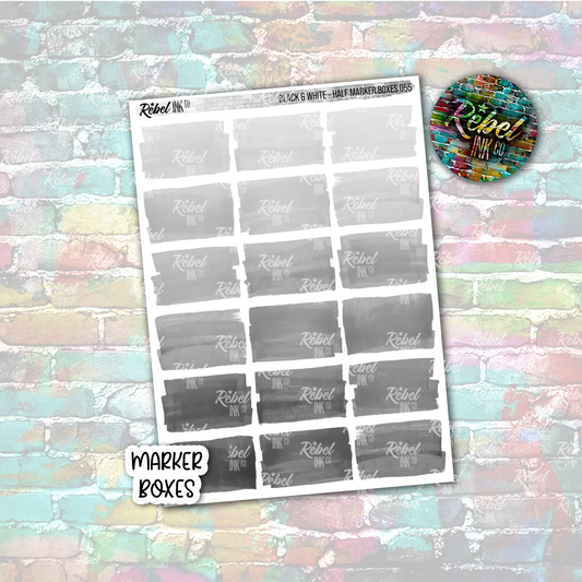 Black & White - Marker Half Boxes