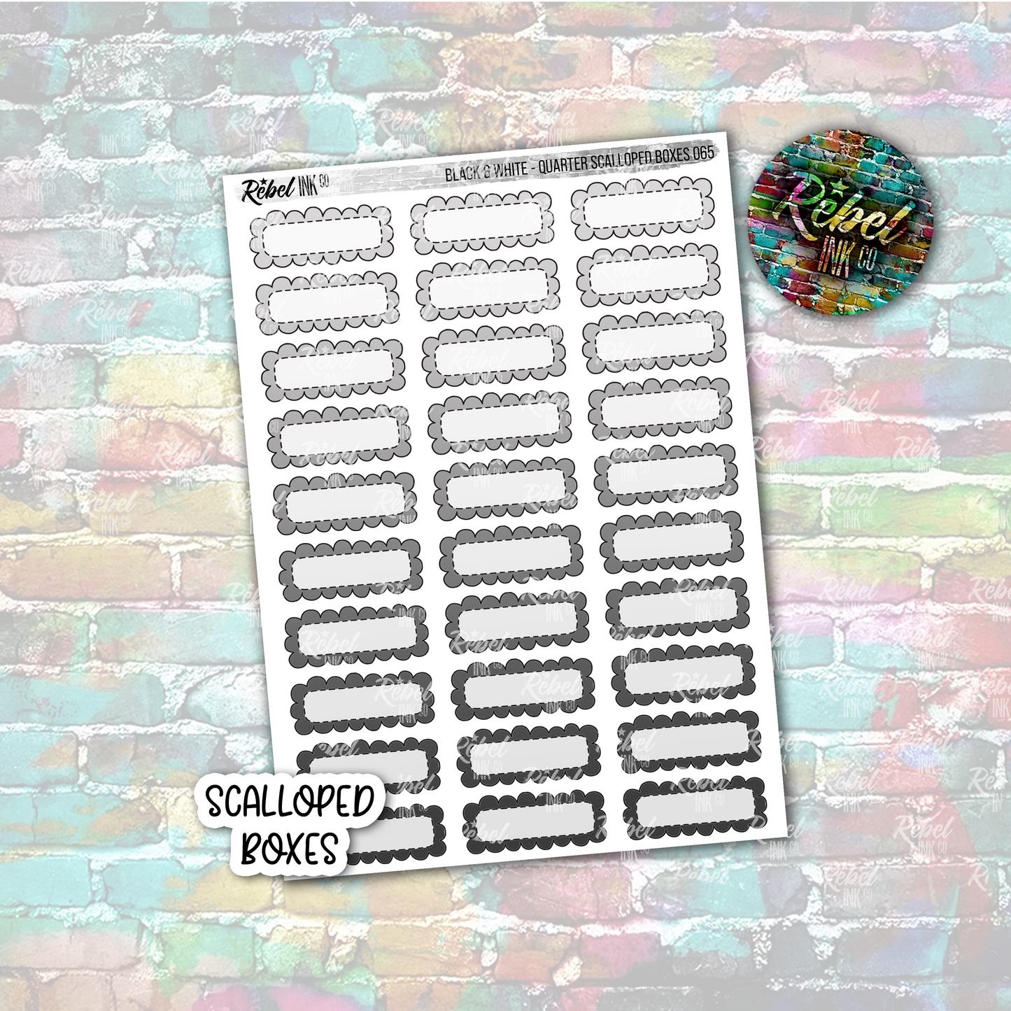 Black & White - Scalloped Quarter Boxes