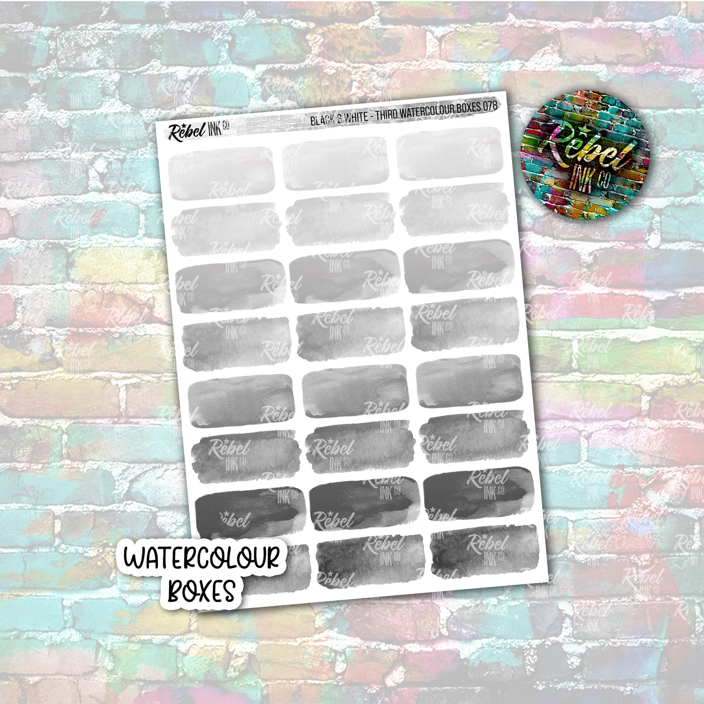 Black & White - Watercolour Third Boxes
