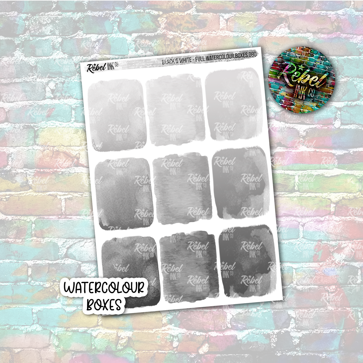 Black & White - Watercolour Full Boxes