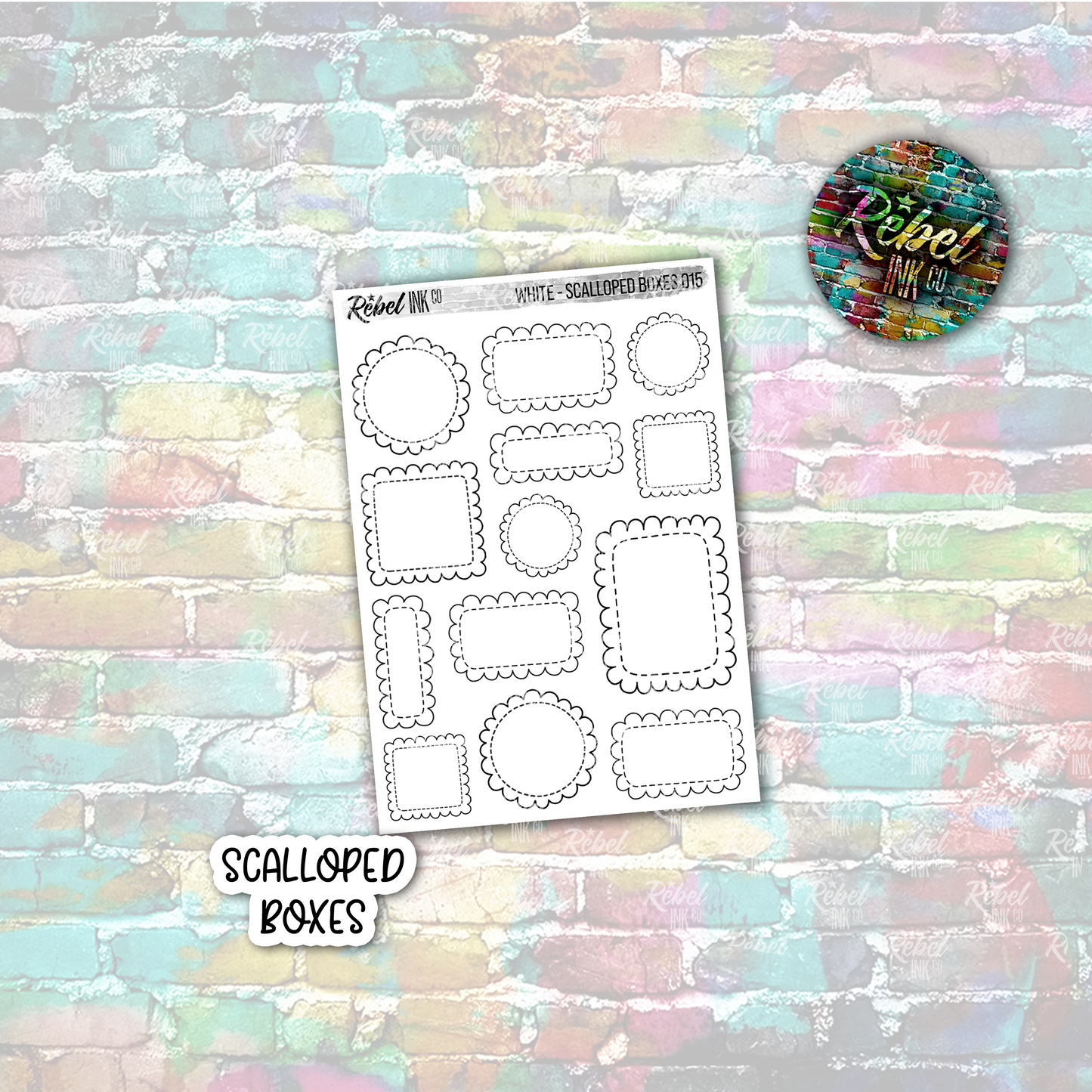 White - Scalloped Boxes Multi