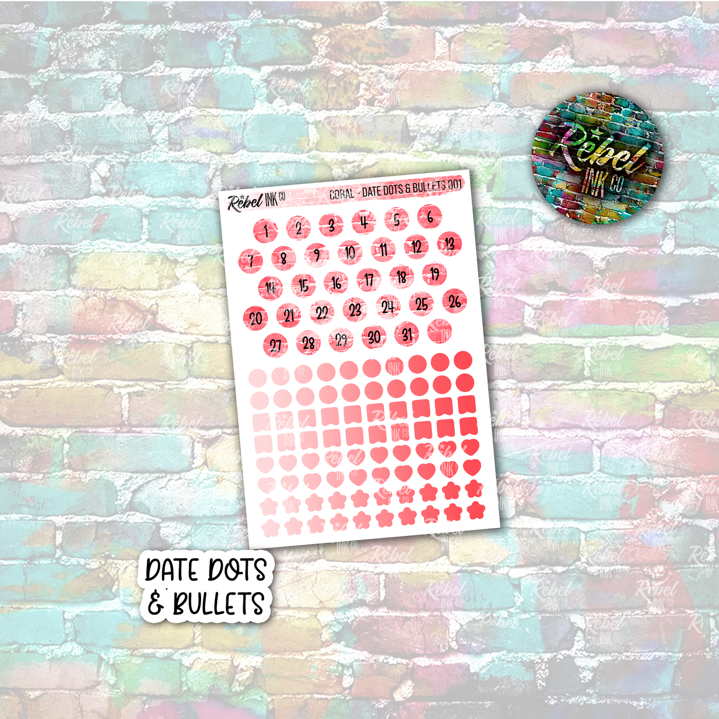Coral - Date Dots & Bullets