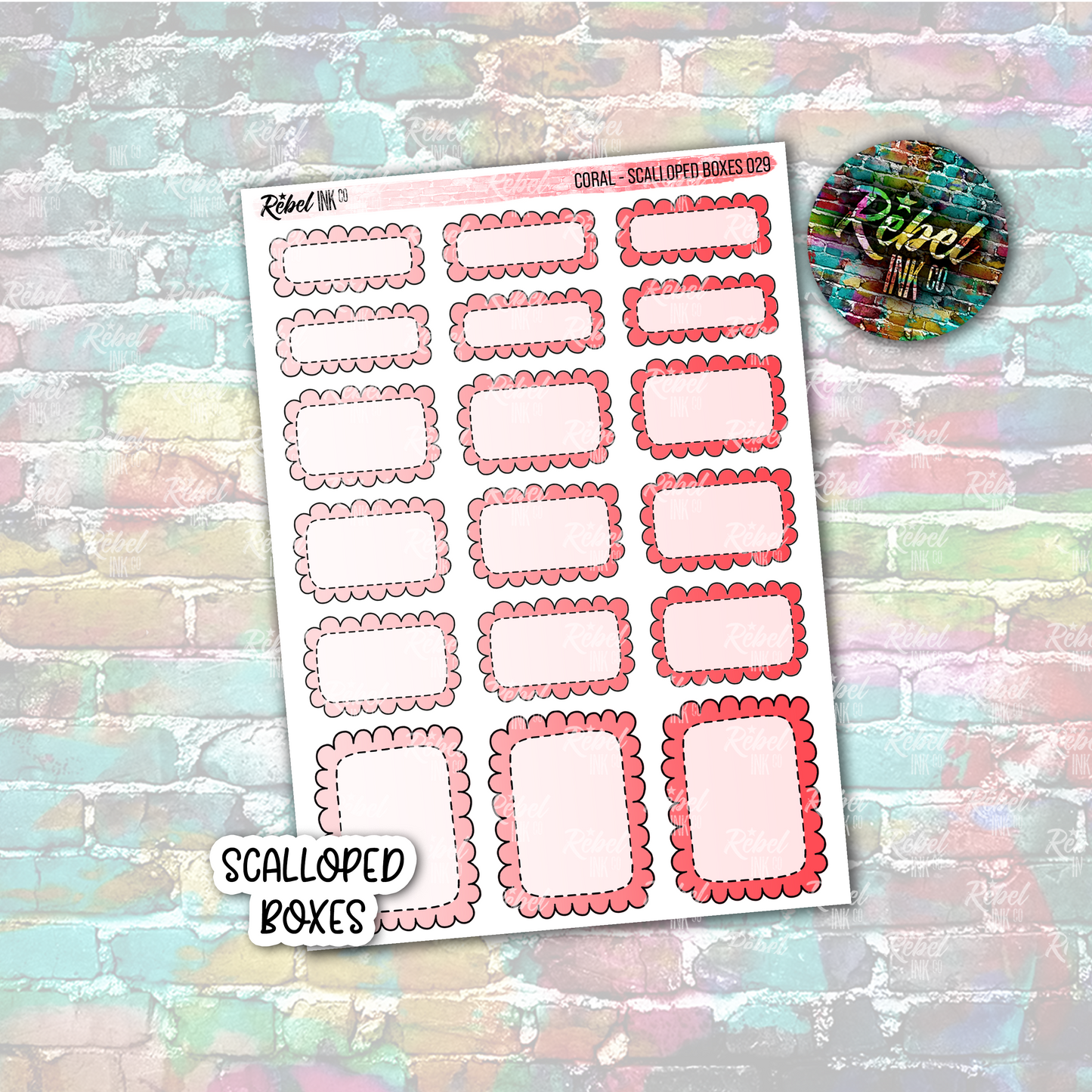 Coral - Scalloped Boxes Standard Vertical