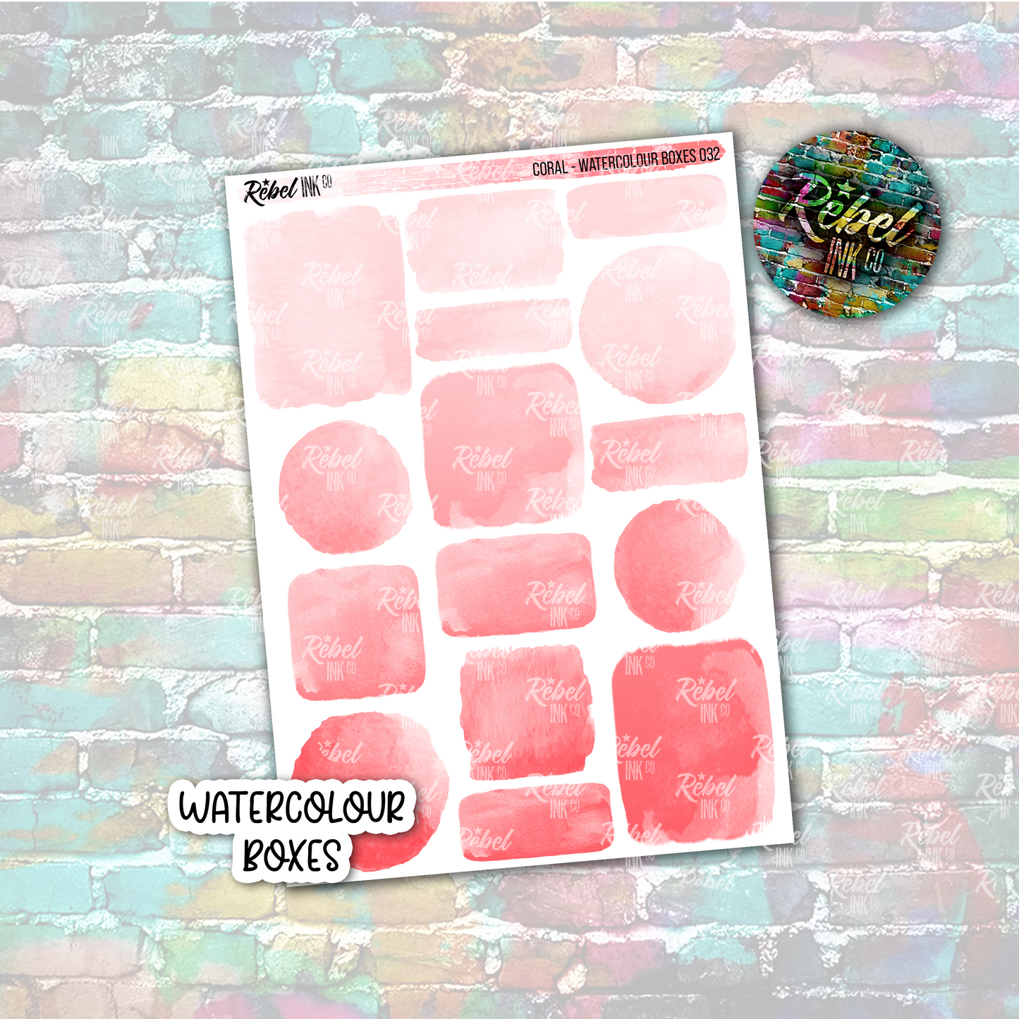 Coral - Watercolour Boxes Multi