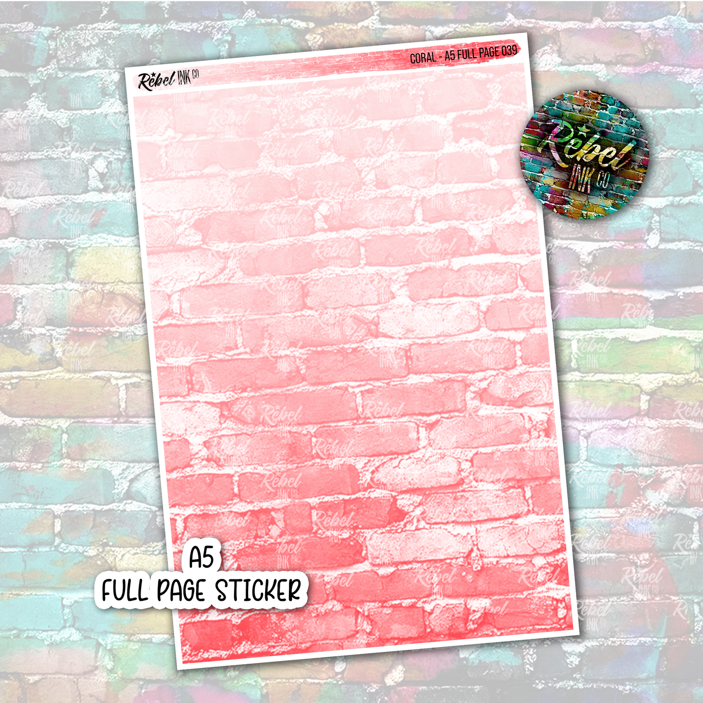 Coral - A5 Full Page Sticker