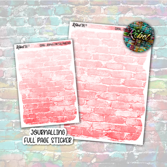 Coral - Journalling Full Page Sticker