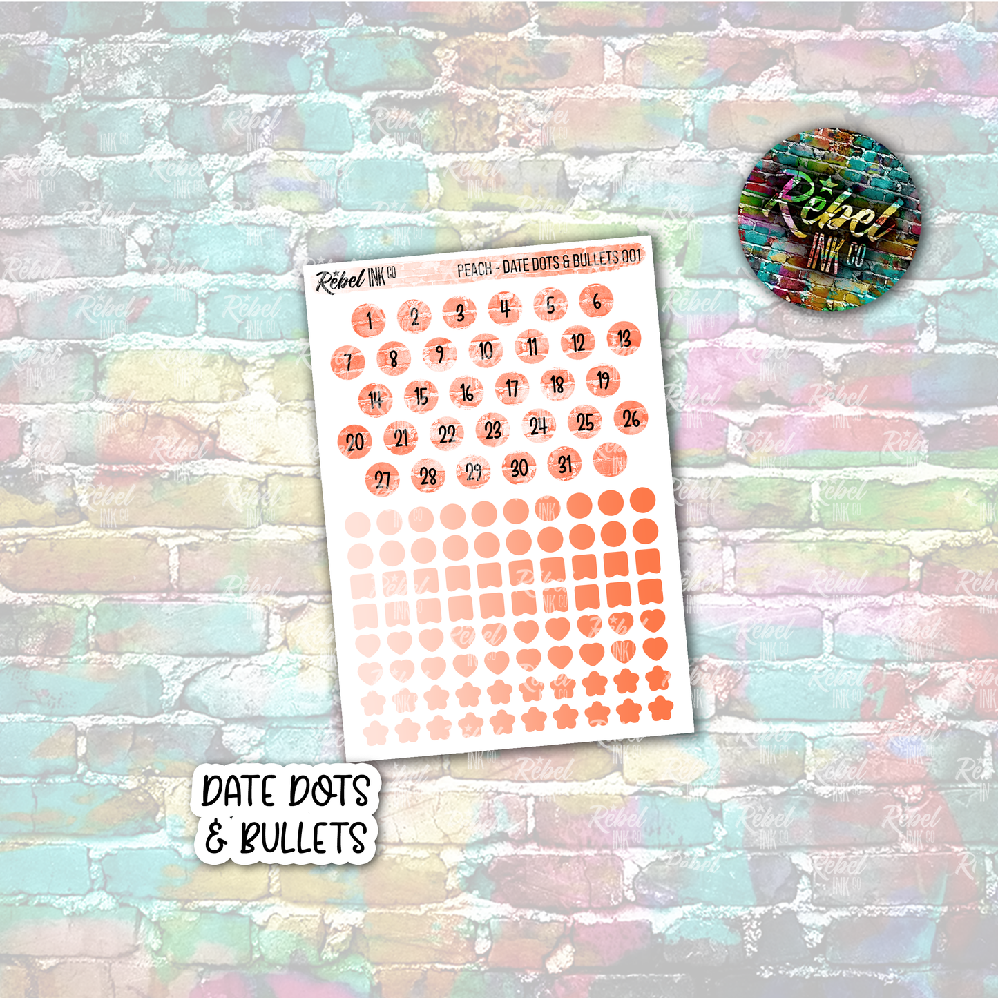 Peach - Date Dots & Bullets