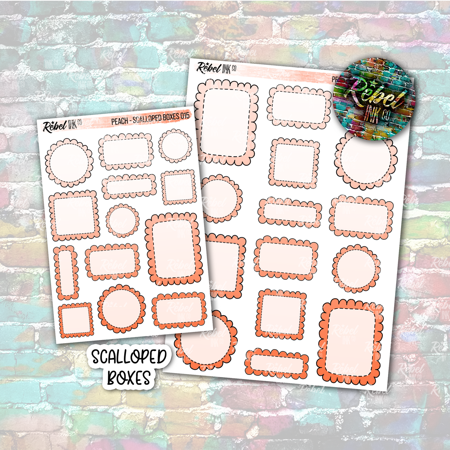 Peach - Scalloped Boxes Multi
