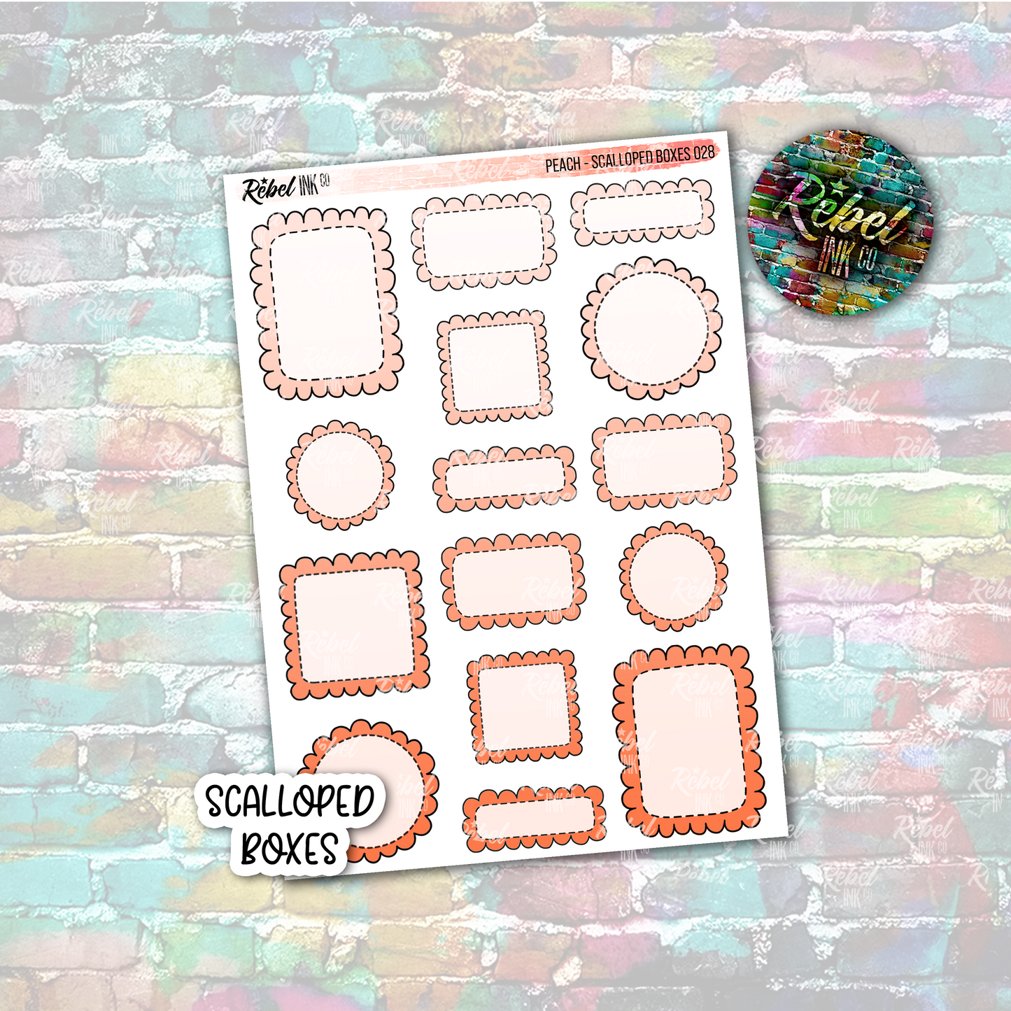 Peach - Scalloped Boxes Multi