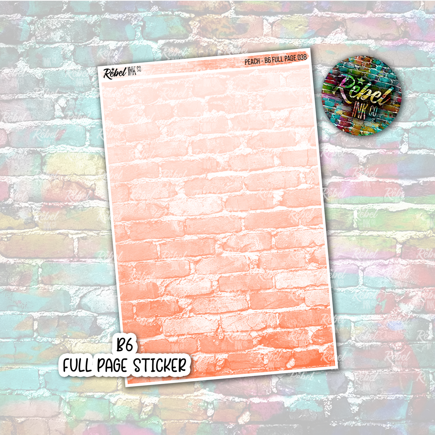 Peach - B6 Full Page Sticker