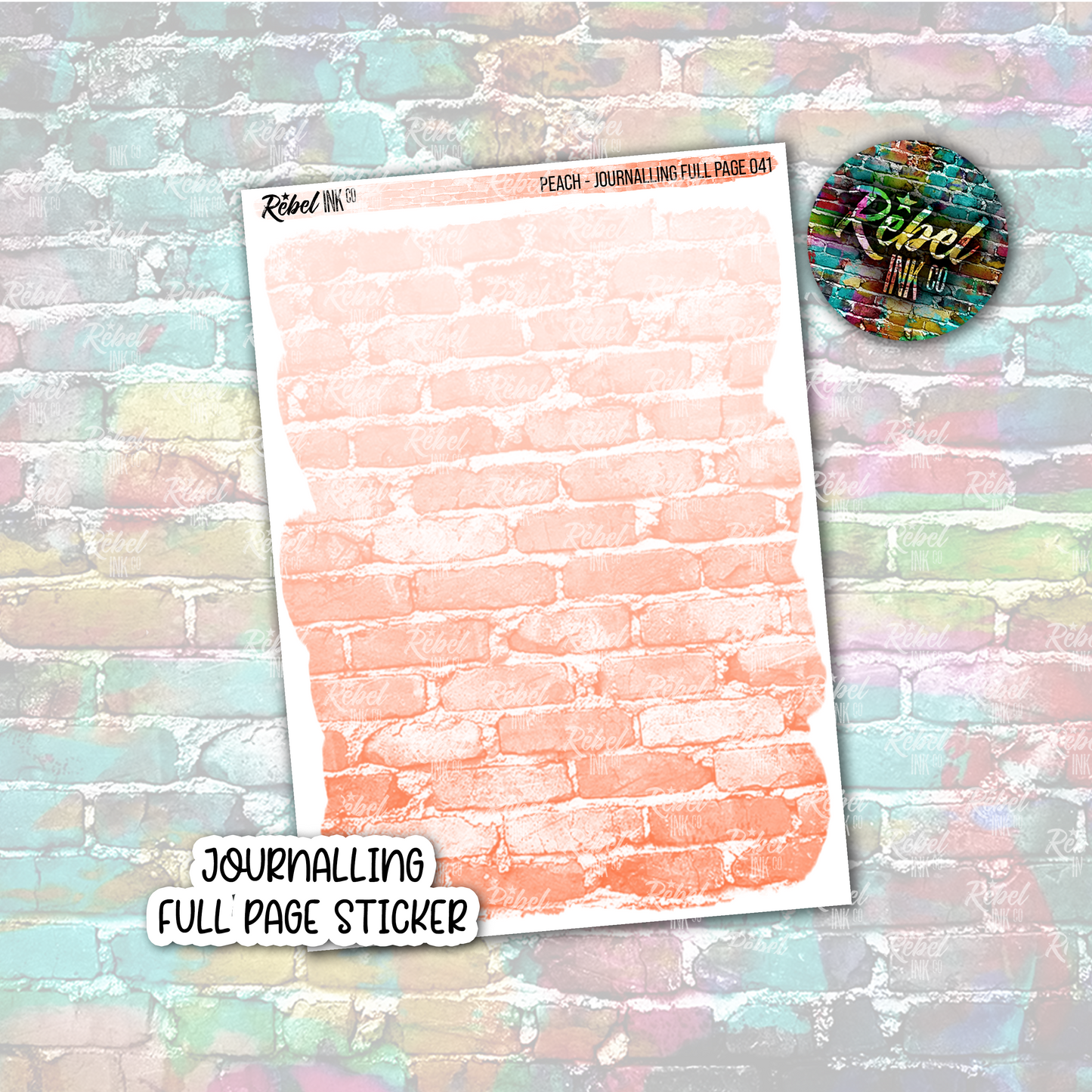 Peach - Journalling Full Page Sticker