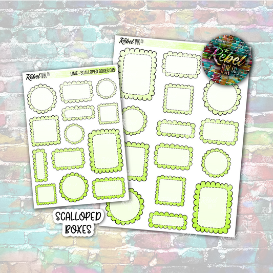 Lime - Scalloped Boxes Multi