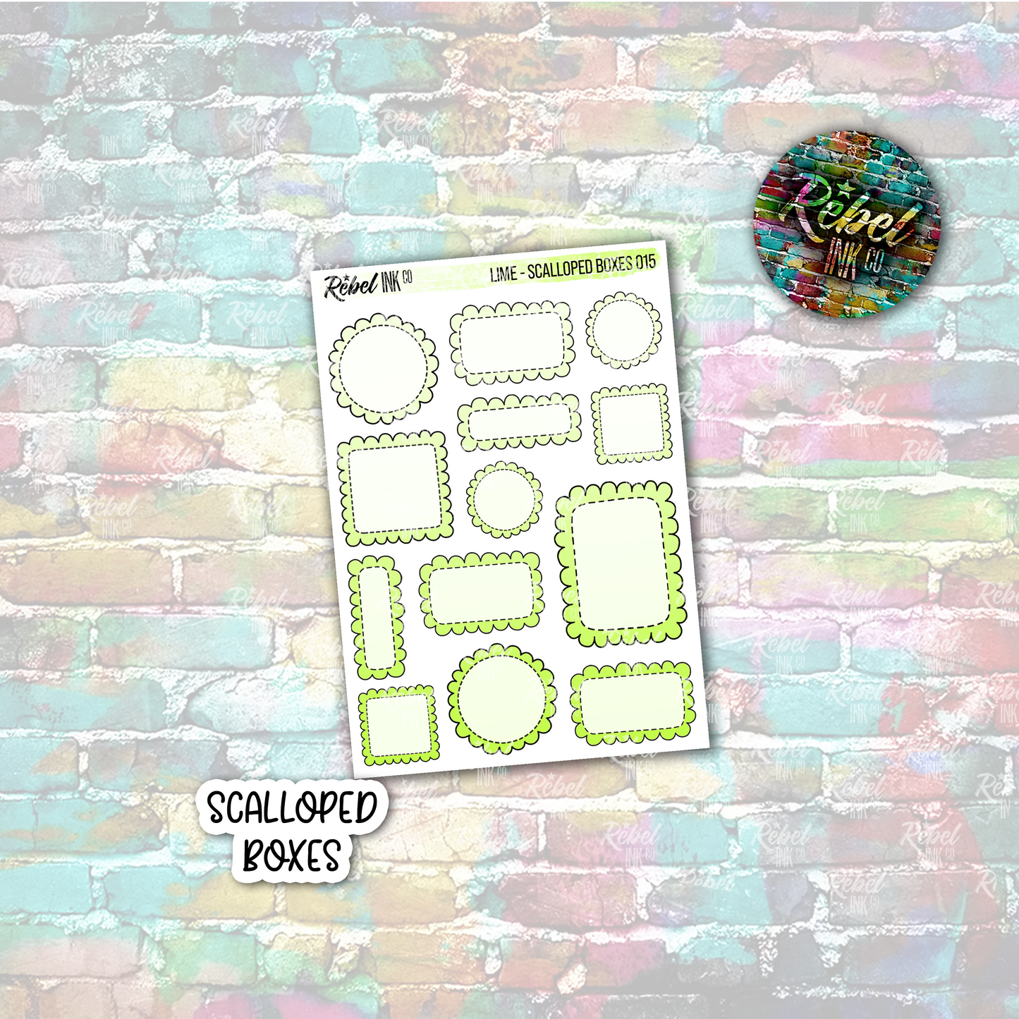 Lime - Scalloped Boxes Multi