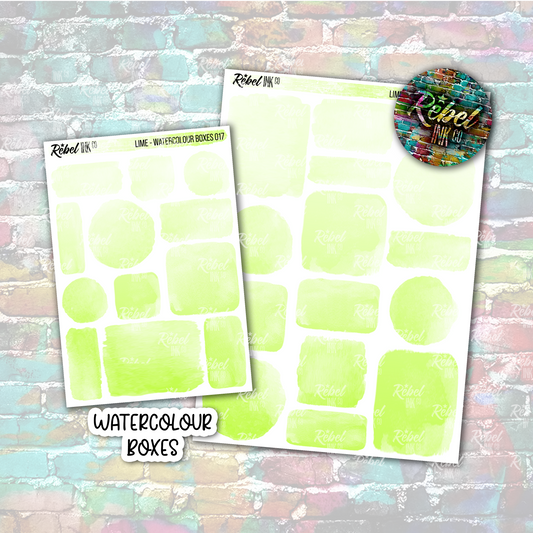 Lime - Watercolour Boxes Multi