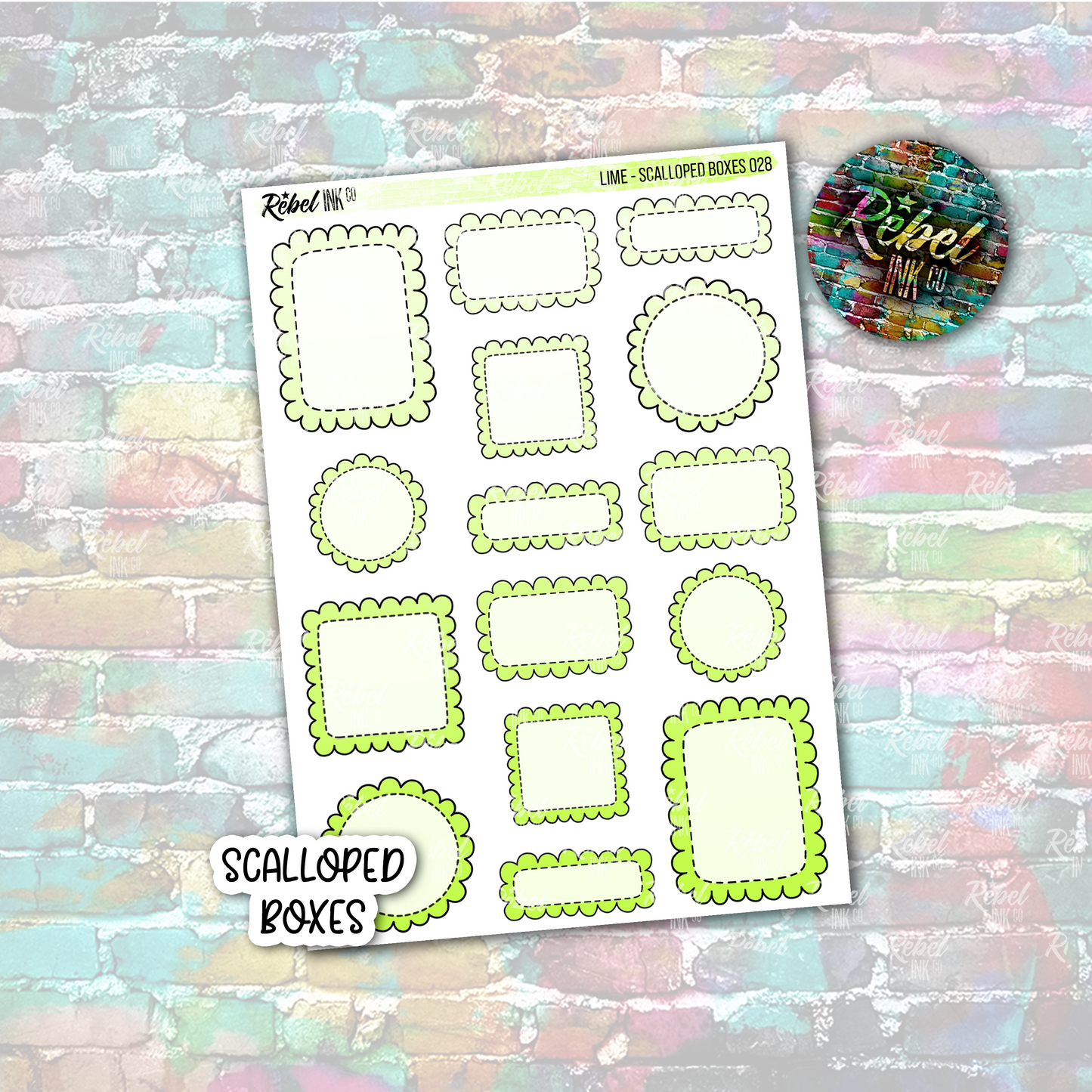 Lime - Scalloped Boxes Multi