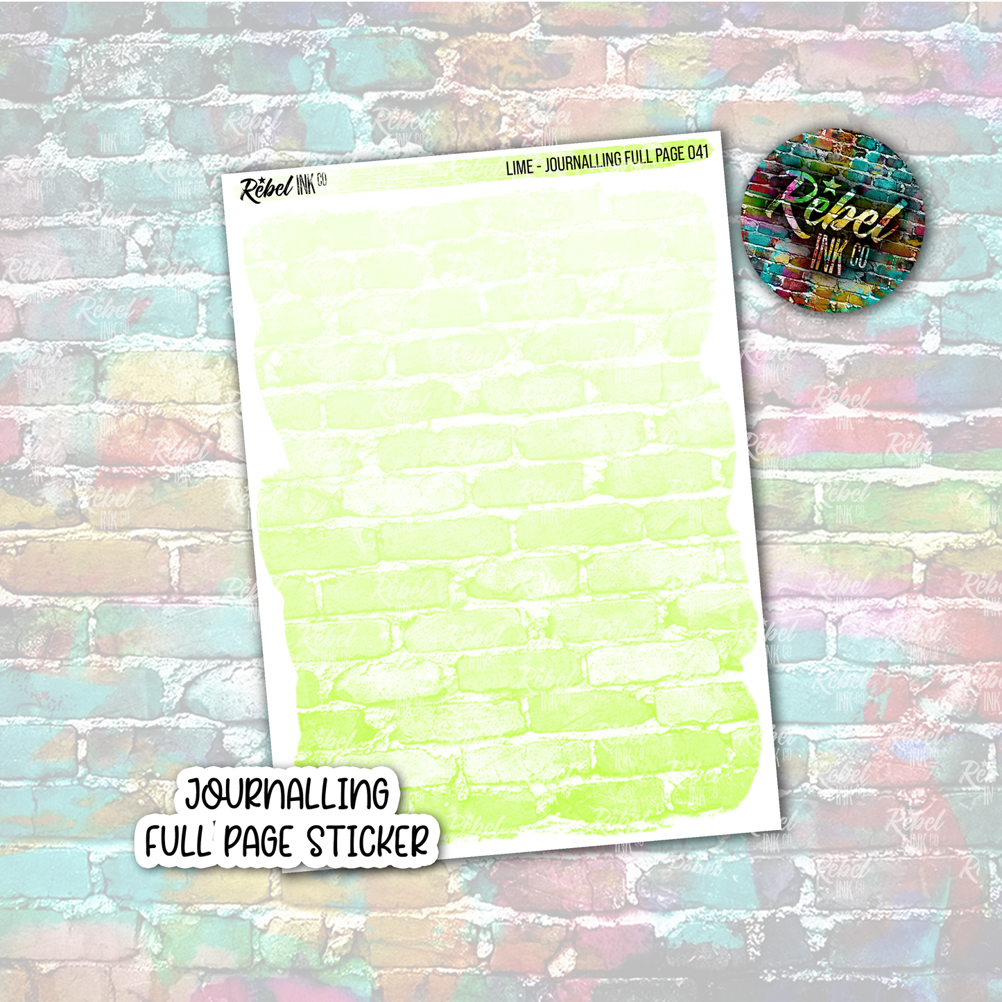 Lime - Journalling Full Page Sticker