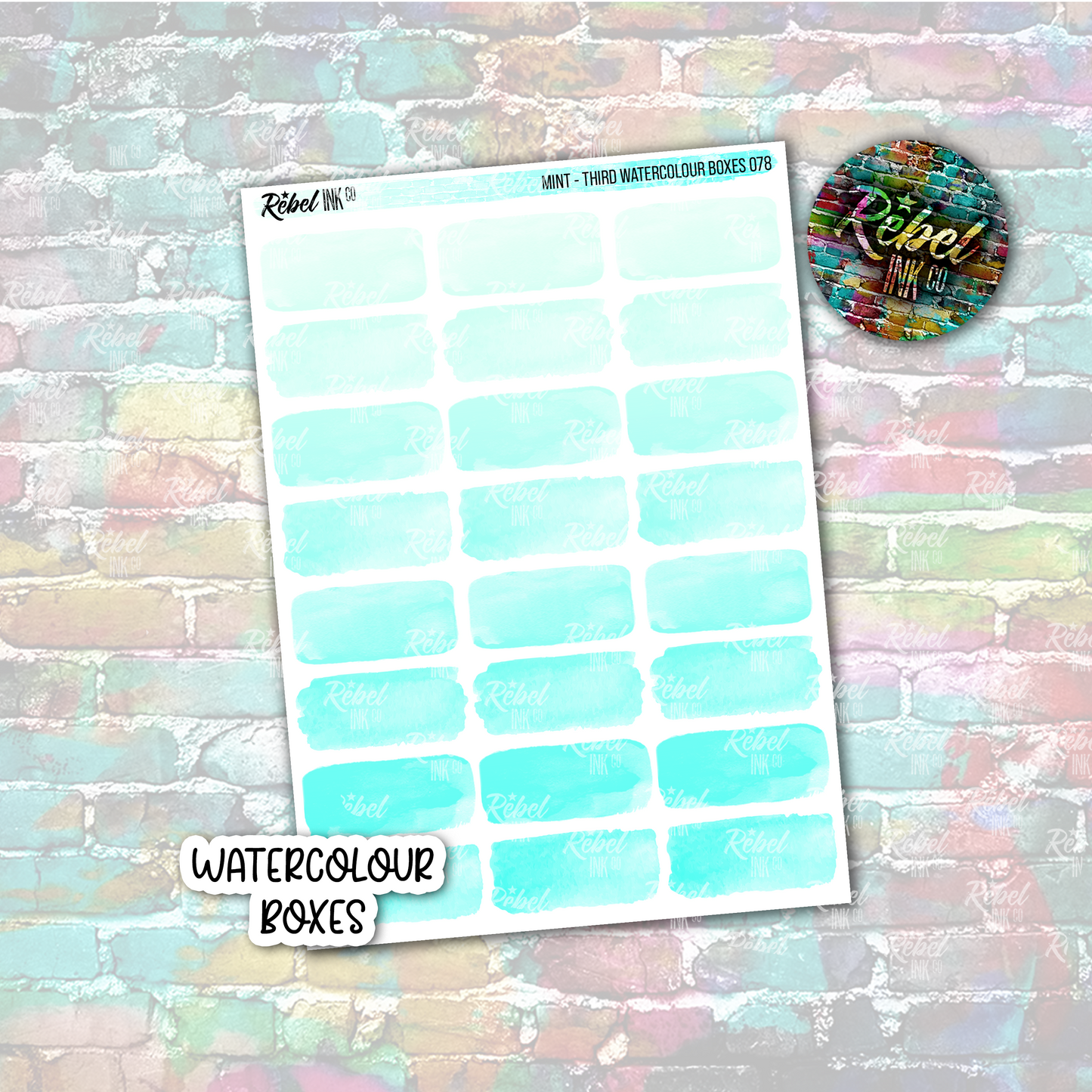 Mint - Watercolour Third Boxes