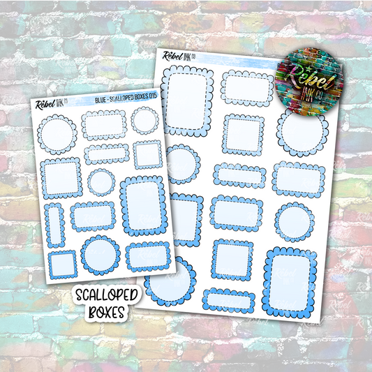 Blue - Scalloped Boxes Multi