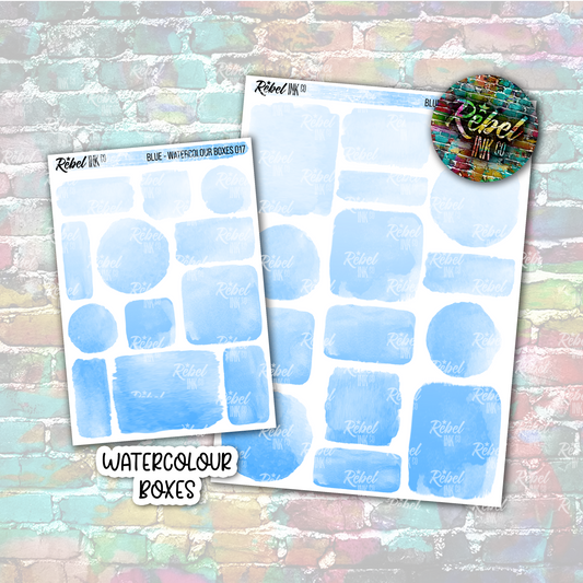 Blue - Watercolour Boxes Multi