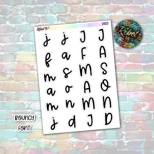 Month Initial Stickers - Extra Large - Bouncy Font