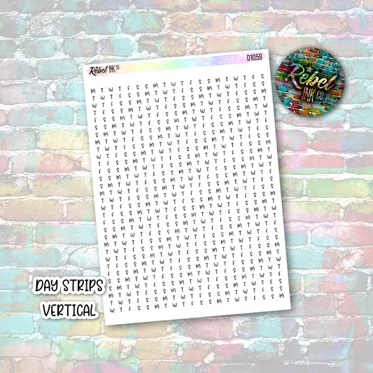 Day Strip Stickers - Vertical - Bouncy Font