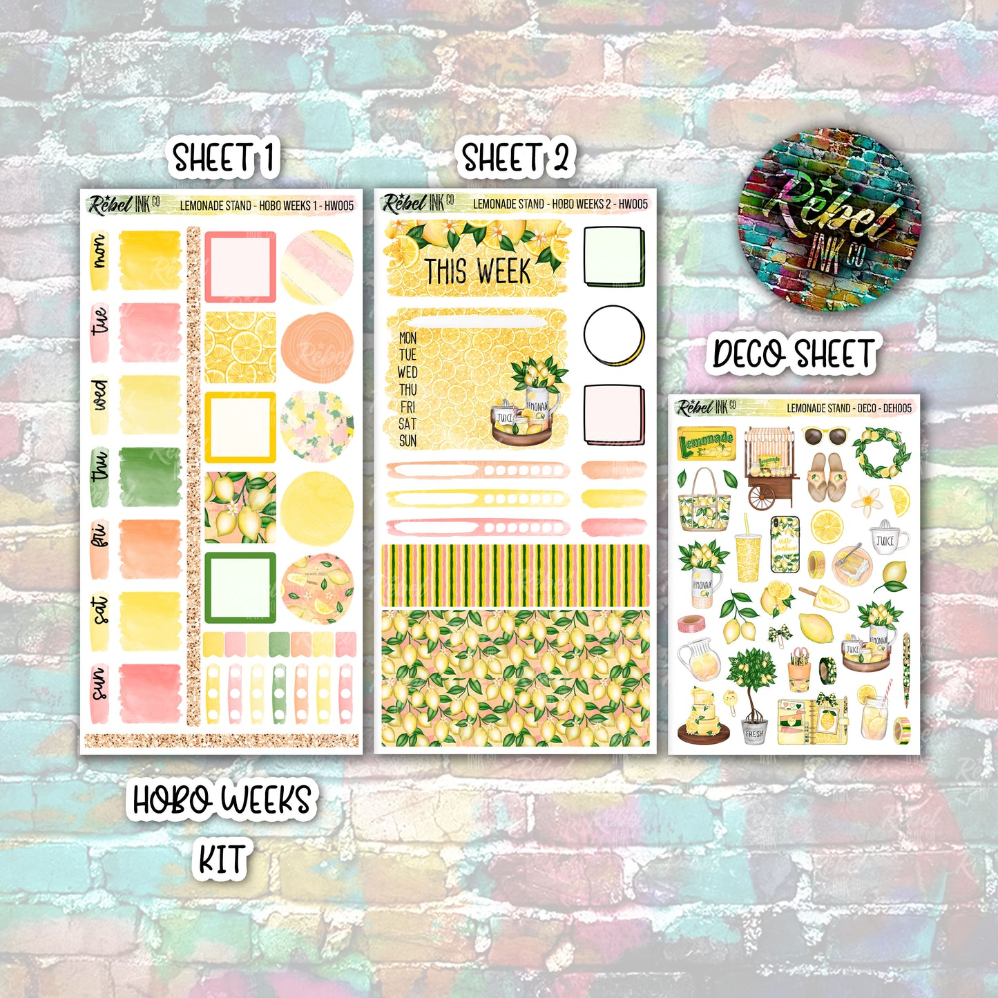 Lemonade Stand - Hobo Weeks Weekly Sticker Kit