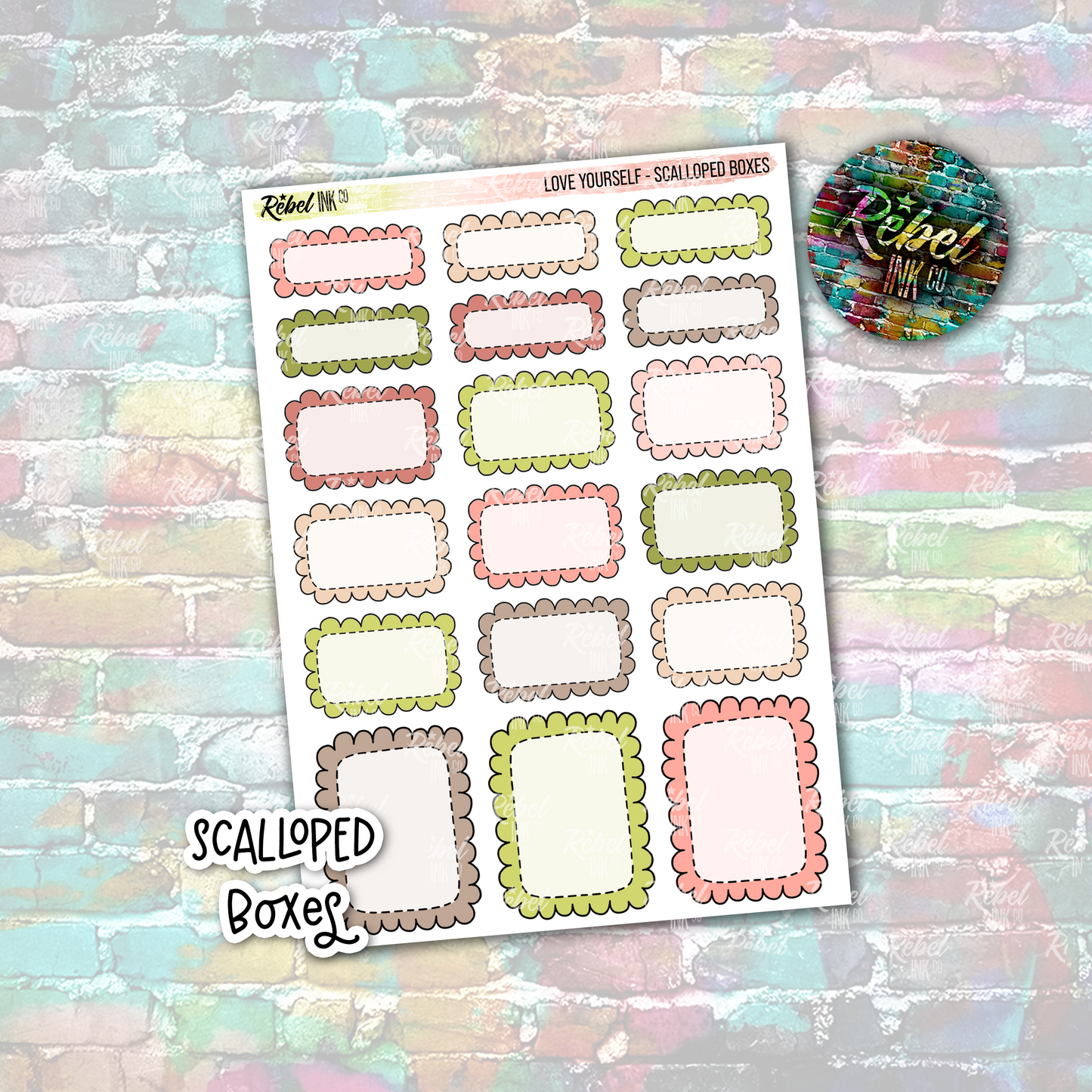 Love Yourself - Scalloped Boxes Standard Vertical