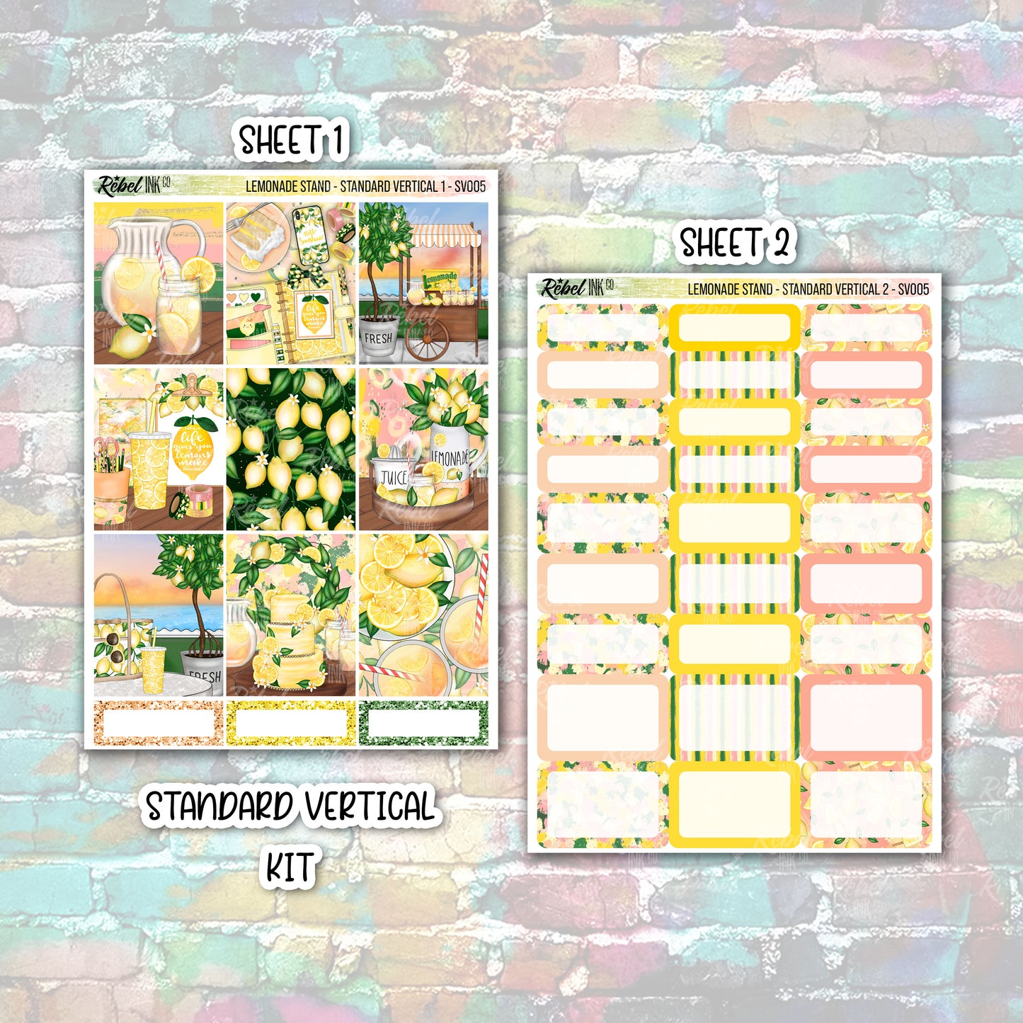 Lemonade Stand - Standard Vertical Planner Sticker Kit
