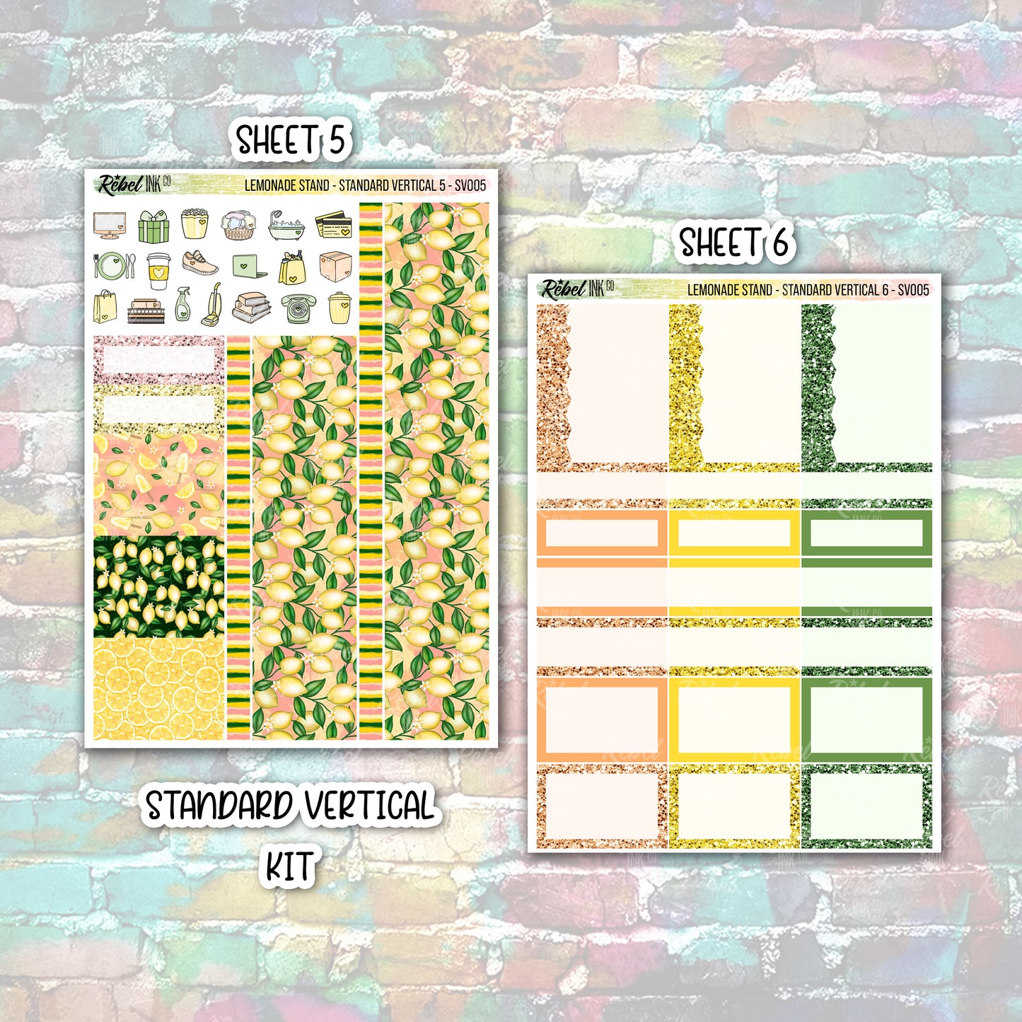 Lemonade Stand - Standard Vertical Planner Sticker Kit
