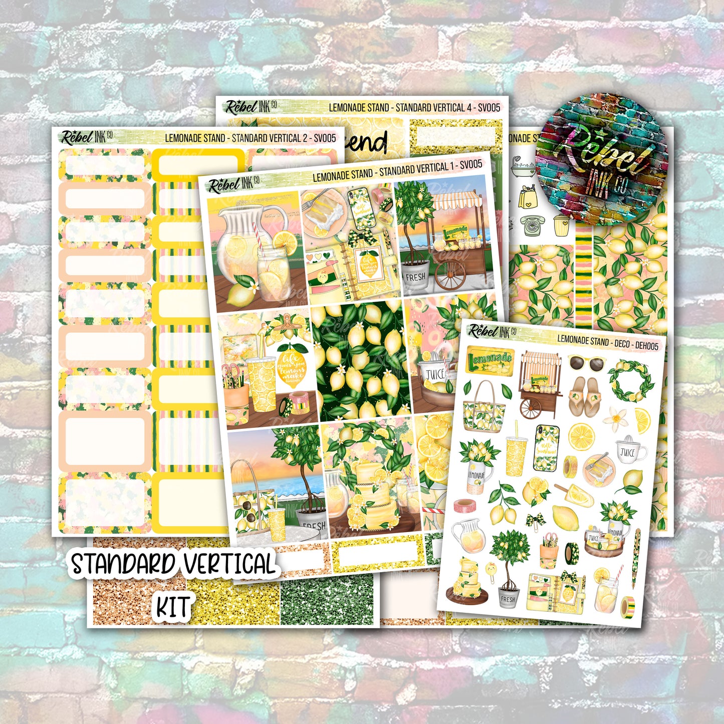 Lemonade Stand - Standard Vertical Planner Sticker Kit