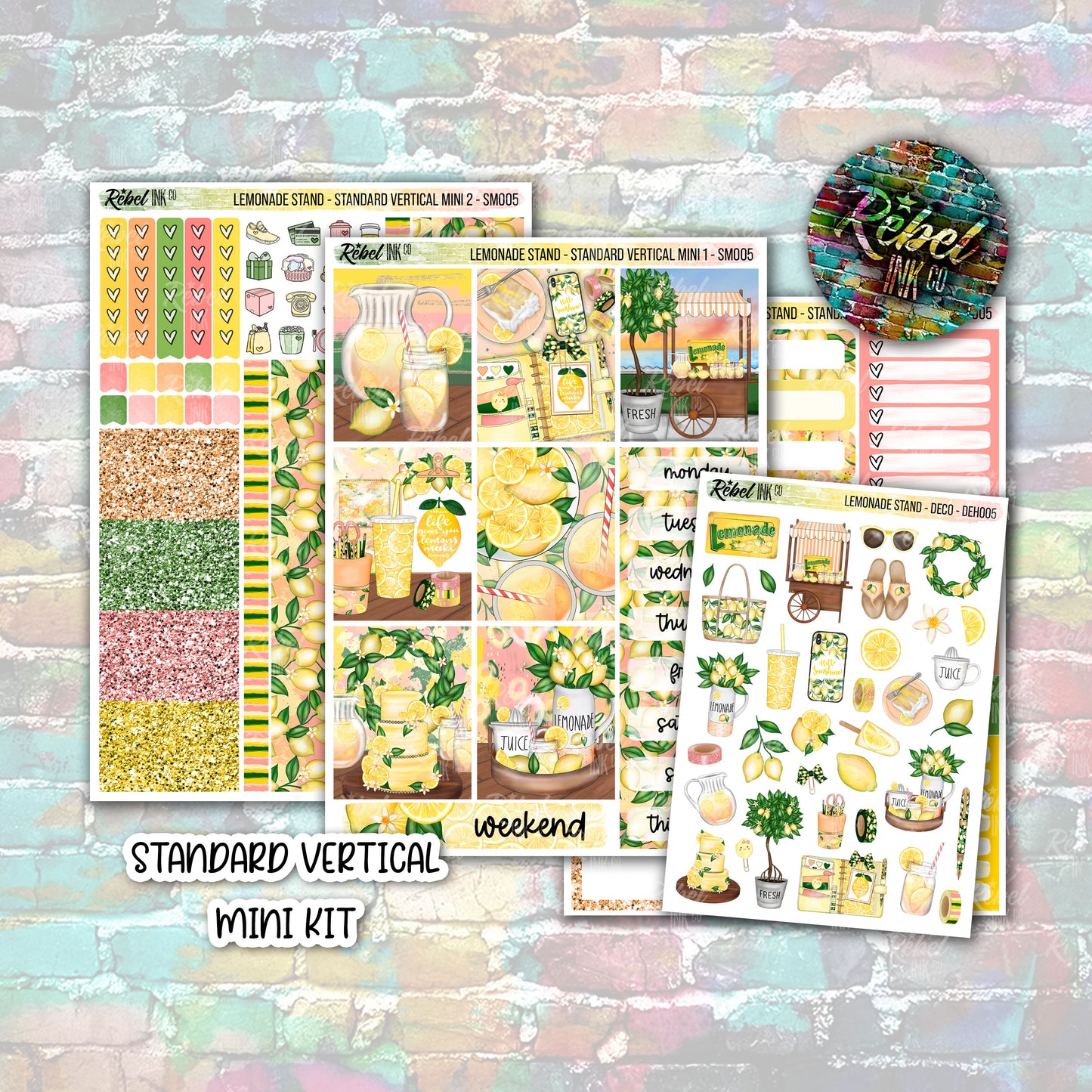 Lemonade Stand - Standard Vertical Planner Mini Sticker Kit