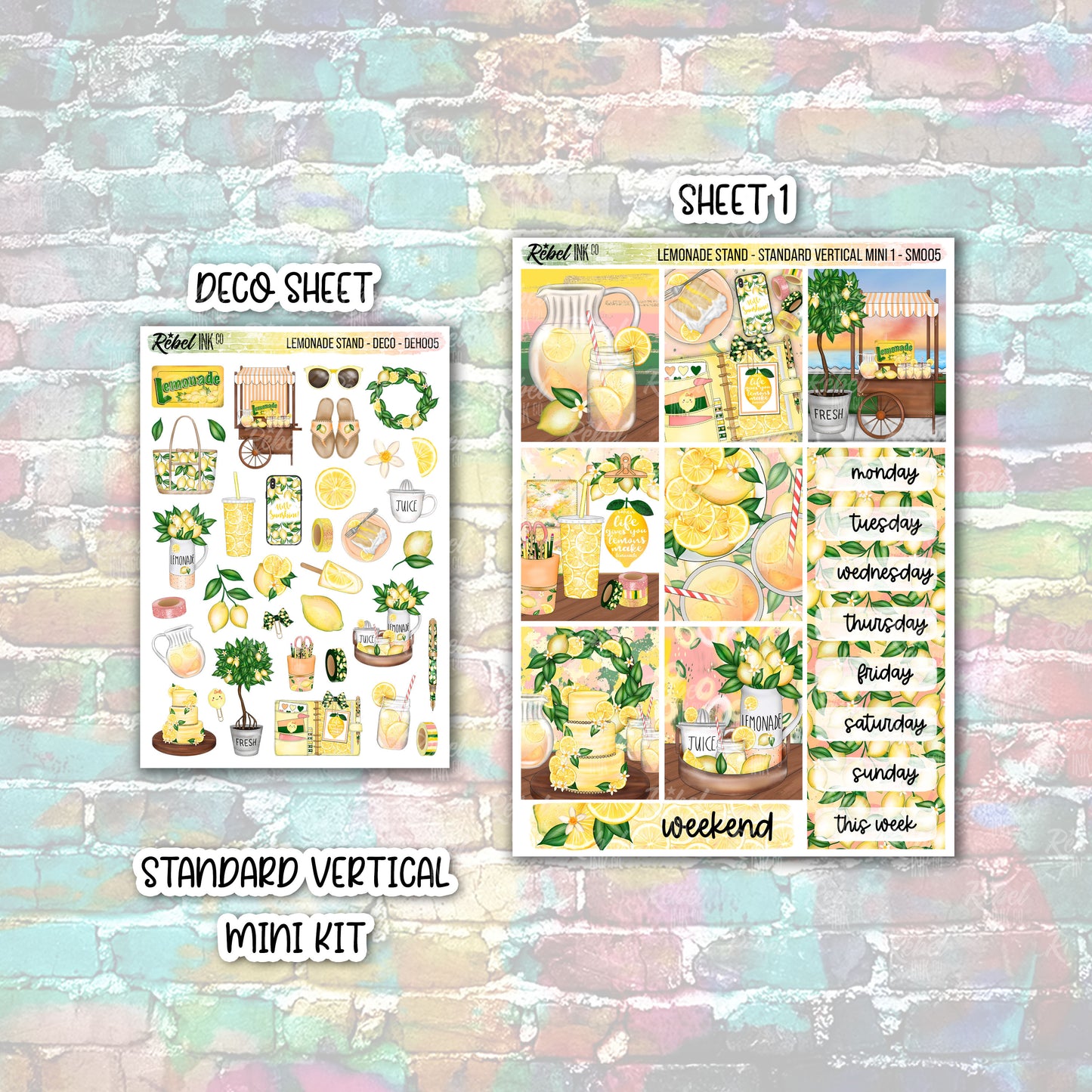 Lemonade Stand - Standard Vertical Planner Mini Sticker Kit