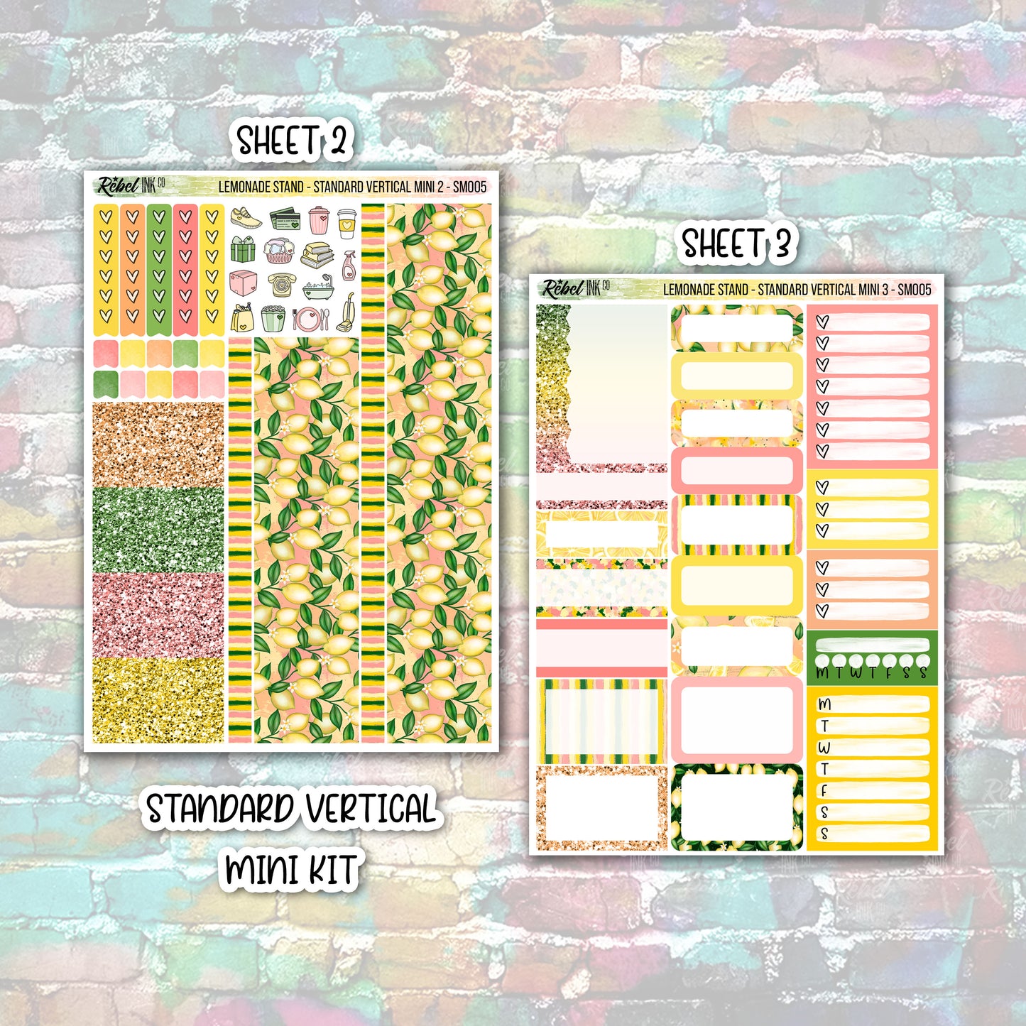 Lemonade Stand - Standard Vertical Planner Mini Sticker Kit