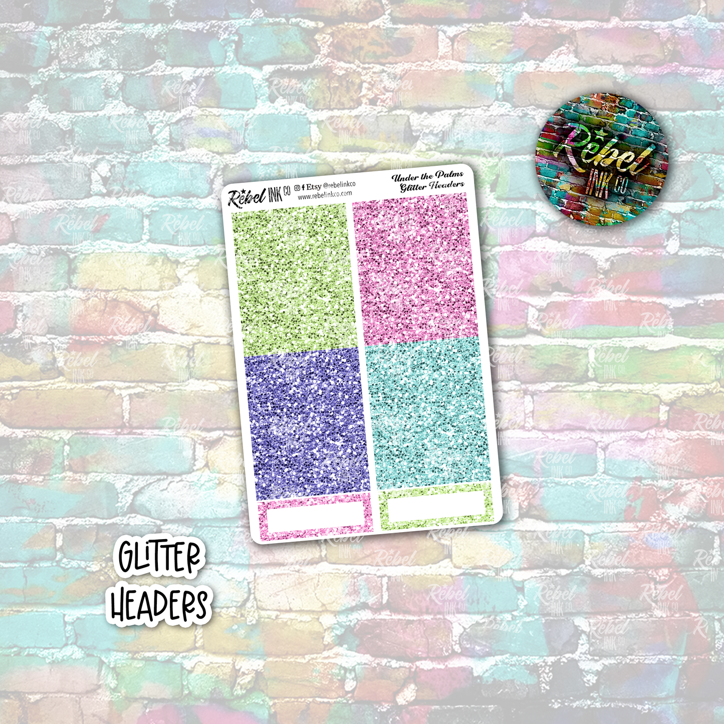 Under the Palms - Glitter Headers