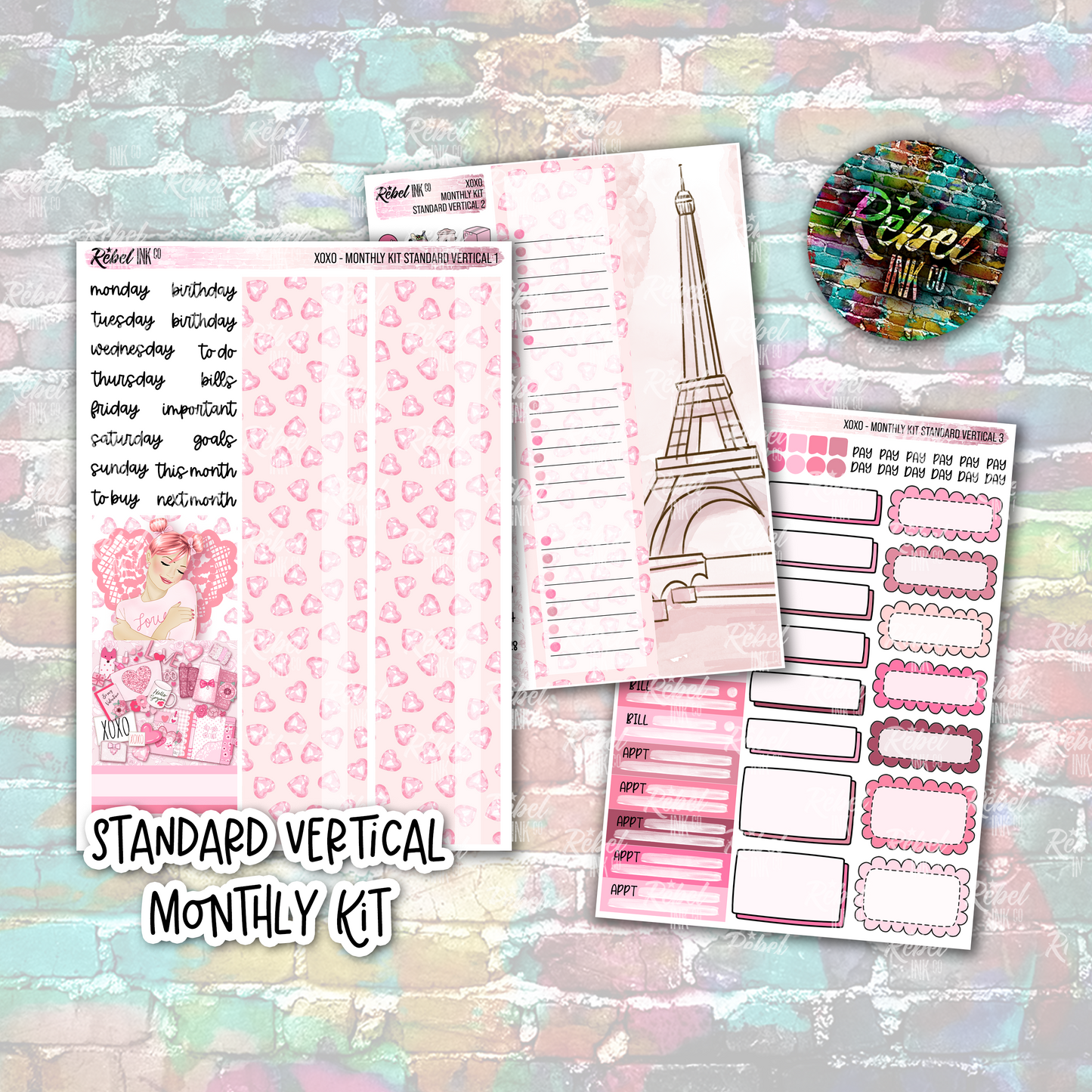 XOXO - Standard Vertical Monthly Kit