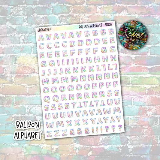 Iridescent Balloon Alphabet Stickers