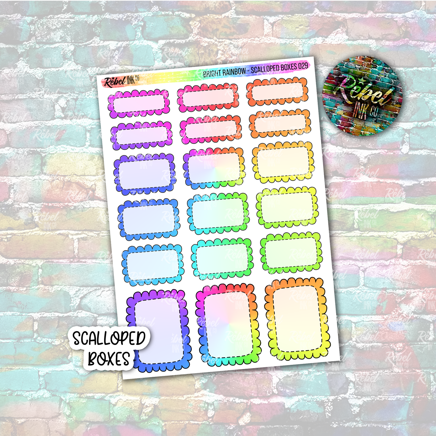 Bright Rainbow - Scalloped Boxes Standard Vertical